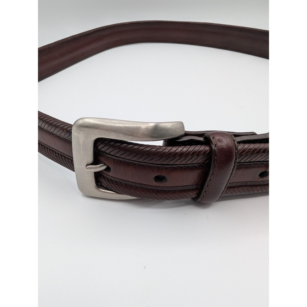 Duluth Trading Co Mens Leather‎ Belt Size 38 Brown Tooled Textured USA Made